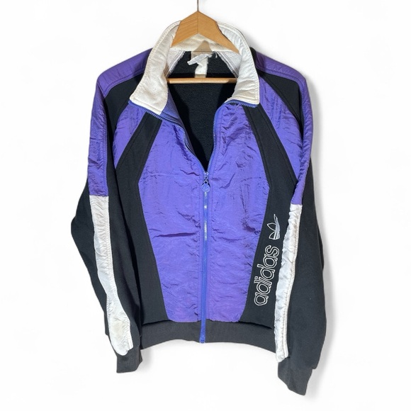 V2- Adidas Purple and Black Sweater Vintage Jacket - Picture 1 of 3